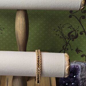 Handmade Gold & Champagne Swarovski Crystal Bracelet with Japanese Seed Beads